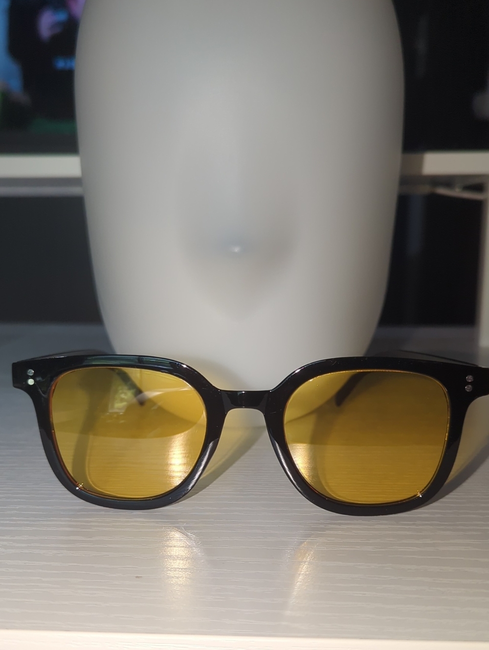 Classic Black Frame Sunglasses with Amber Lenses